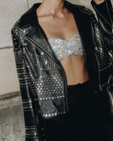 CRYSTALS BANDEAU TOP IN SILVER styleofcb