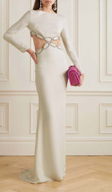 CUT-OUT CRYSTAL EMBELLISHED MAXI DRESS DRESS STYLE OF CB