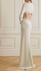 CUT-OUT CRYSTAL EMBELLISHED MAXI DRESS DRESS STYLE OF CB
