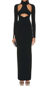 CUT OUT LONG SLEEVE MAXI DRESS IN BLACK DRESS STYLE OF CB