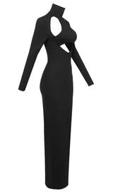 CUT OUT LONG SLEEVE MAXI DRESS IN BLACK DRESS STYLE OF CB