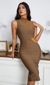 CUT OUT MIDI DRESS IN BROWN Dresses styleofcb