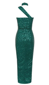 CUT OUT SEQUINS MAXI DRESS IN FOREST GREEN DRESS STYLE OF CB
