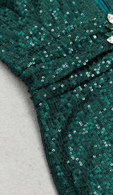 CUT OUT SEQUINS MAXI DRESS IN FOREST GREEN DRESS STYLE OF CB