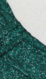 CUT OUT SEQUINS MAXI DRESS IN FOREST GREEN DRESS STYLE OF CB