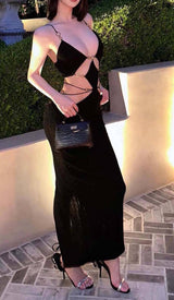 CUTOUT CHAIN MAXI DRESS IN BLACK DRESS STYLE OF CB