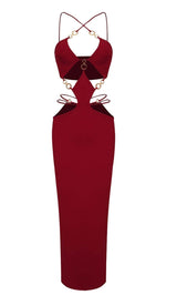 CUTOUT CHAIN MAXI DRESS IN RED DRESS STYLE OF CB