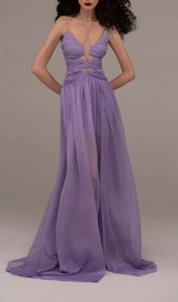 CUTOUT TULLE MAXI DRESS IN LIGHT PURPLE DRESS styleofcb