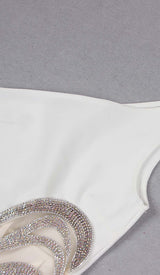 CUTOUT CRYSTALS HIGH-LOW DRESS IN WHITE DRESS STYLE OF CB