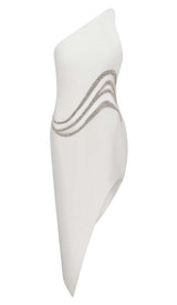 CUTOUT CRYSTALS HIGH-LOW DRESS IN WHITE DRESS STYLE OF CB