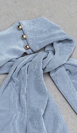 CUTOUT HALTER MIDI DRESS IN MISTY SKY DRESS STYLE OF CB