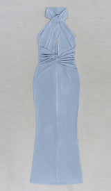 CUTOUT HALTER MIDI DRESS IN MISTY SKY DRESS STYLE OF CB