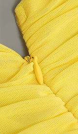 CUTOUT ONE-SHOULDER MIDI DRESS IN LEMON DRESS STYLE OF CB