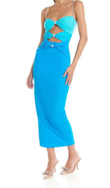 CUTOUT RHINESTONE MIDI DRESS IN BLUE DRESS STYLE OF CB