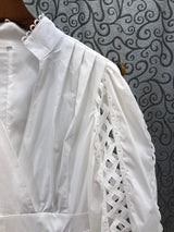 CUTWORK PLUNGE MIDI DRESS IN WHITE DRESS STYLE OF CB