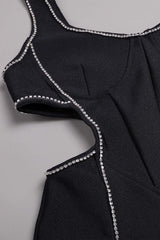 CRYSTAL TRIM MAXI BANDAGE DRESS IN BLACK Sequins Dress styleofcb