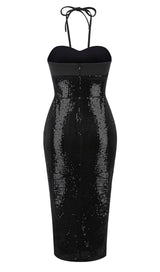 Cut Out High Split Maxi Dress in Black Dresses styleofcb