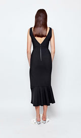 DEEP V MIDI DRESS IN BLACK Dresses styleofcb