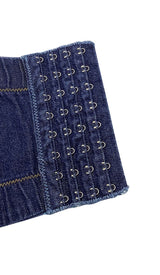 DENIM CRYSTAL CROPPED TOP IN BLUE DRESS STYLE OF CB