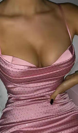 DIAMOND RUCHED MINI DRESS IN PINK styleofcb