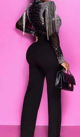 DIAMOND TASSEL TWO PIECE SET IN BLACK DRESS sis label