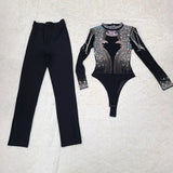 DIAMOND TASSEL TWO PIECE SET IN BLACK DRESS sis label