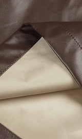 DRAPED LEATHER PU MIDI DRESS IN BEIGE Dresses styleofcb