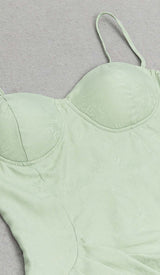 DRAPED LINEN MIDI DRESS IN LIGHT GREEN DRESS sis label