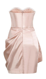 DRAPED STRAPLESS MINI DRESS IN PALE PINK Dresses styleofcb
