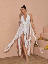 PLUNGE MESH TOP IN WHITE Tops Oh CICI