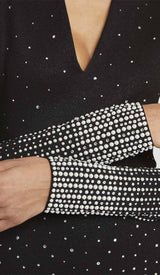 EMBELLISHED KNIT MINI DRESS IN BLACK STYLE OF CB