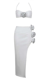 EMBELLISHED TOP WITH HIGH-LOW DRESS IN WHITE DRESS sis label