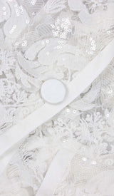 EMBROIDERED LACE MESH JACKET SUIT IN WHITE DRESS STYLE OF CB