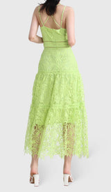 EMBROIDERY STRAPPY MIDI DRESS IN GREEN DRESS styleofcb
