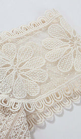 EMBROIDERY TIERED MIDI DRESS IN IVORY WHITE DRESS sis label