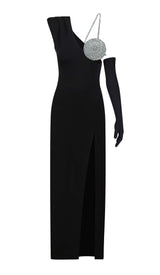 EXCLUSIVECM ASYMMETRIC HIGH-LOW DRESS IN BLACK DRESS STYLE OF CB