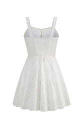 EYELET LACE STRAPPY MINI DRESS IN WHITE DRESS STYLE OF CB