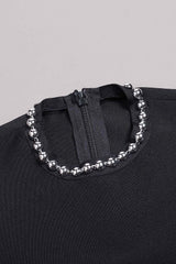 EMBELLISHED CUT OUT MAXI BANDAGE DRESS IN BLACK styleofcb