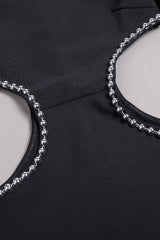 EMBELLISHED CUT OUT MAXI BANDAGE DRESS IN BLACK styleofcb