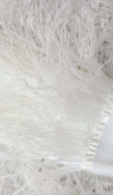 FEATHER BANDAGE MINI DRESS-WHITE styleofcb