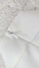 FEATHER BANDAGE MINI DRESS-WHITE styleofcb