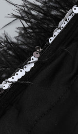 FEATHER TRIM POLKA DOT MINI DRESS DRESS STYLE OF CB