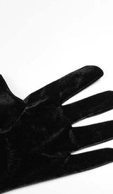 FEATHER VELVET GLOVES MINI DRESS IN BLACK DRESS sis label