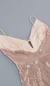 FEATHER PLUNGE MINI DRESS IN CREAMY BEIGE DRESS STYLE OF CB