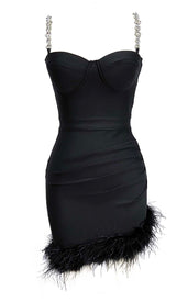FEATHER STRAPPY MINI DRESS DRESS STYLE OF CB