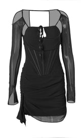 FISHBONE LONG SLEEVE DRESS IN BLACK DRESSES styleofcb