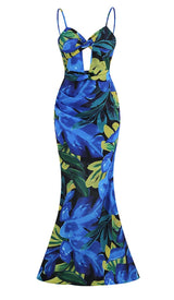 FLORAL BACKLESS MAXI DRESS IN BLUE DRESS STYLE OF CB