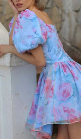 FLORAL CORSET MINI DRESS IN BLUE DRESS STYLE OF CB