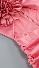 FLORAL ONE SHOULDER SATIN MINI DRESS IN PINK DRESS sis label