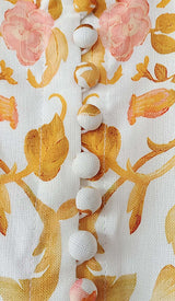 FLORAL-PRINT ROPE BELT MIDI DRESS IN IVORY DRESS styleofcb